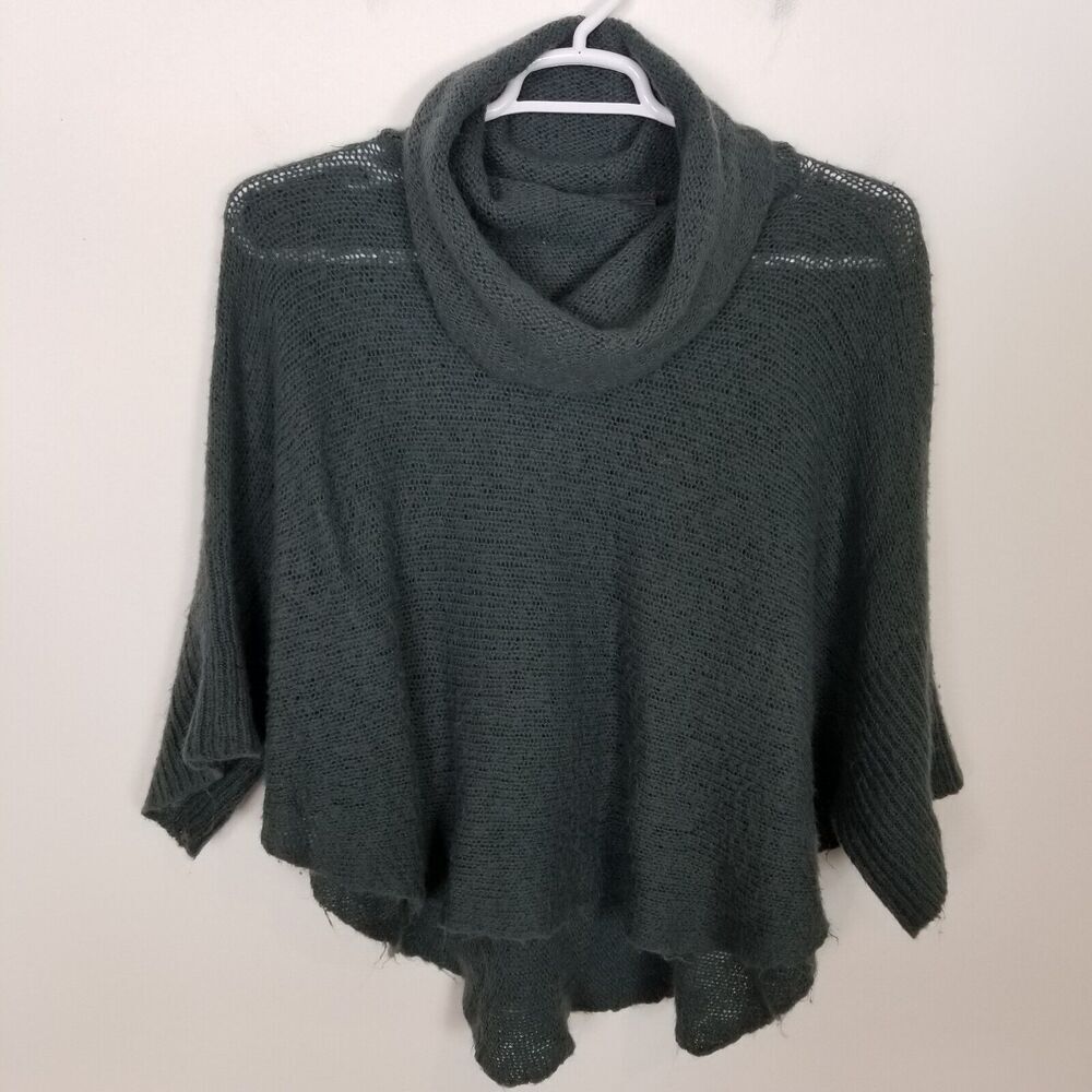 Wooden Ships Women Cowl Neck Ruana Poncho Sweater Sz M/L Wool Blend Lightweight
